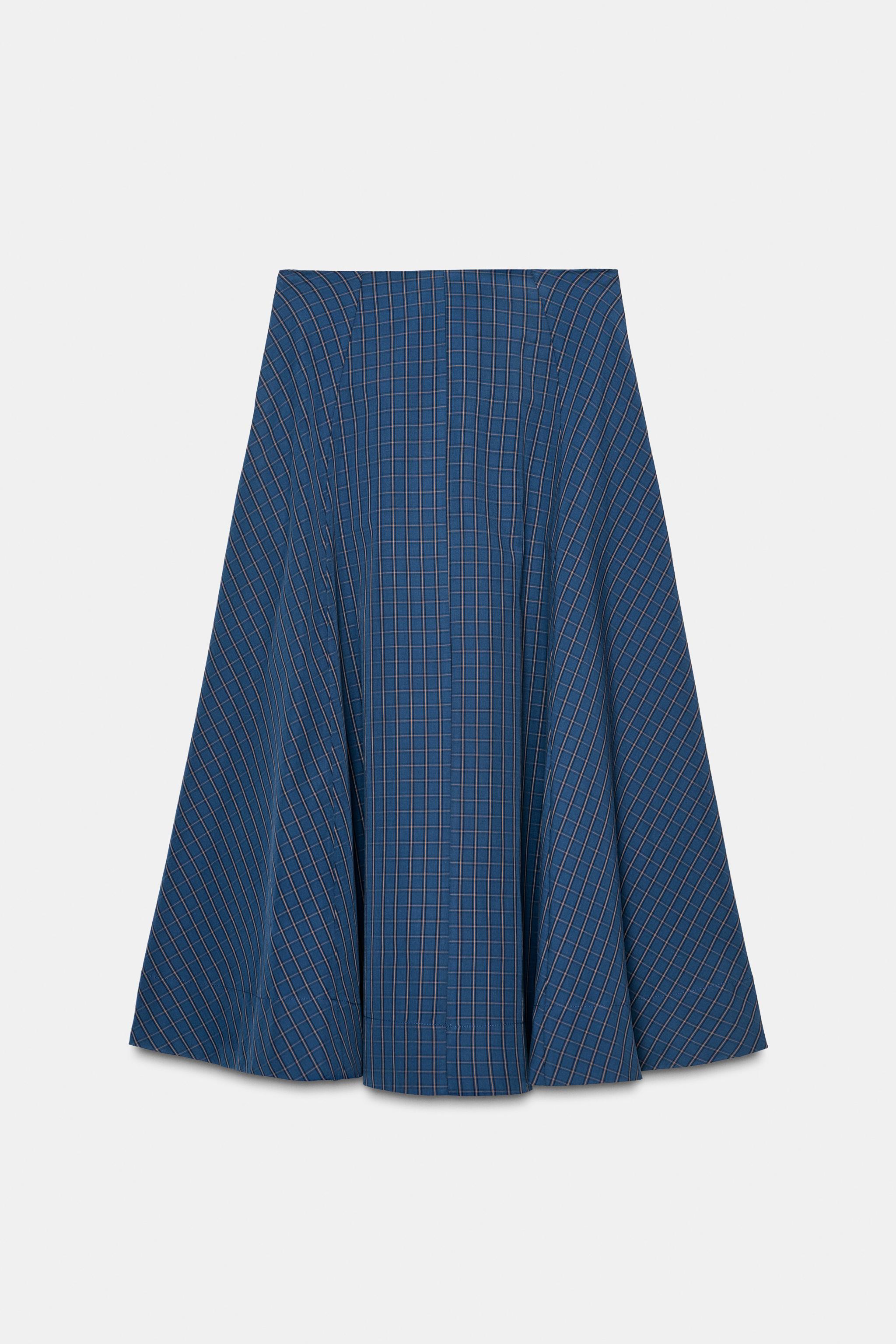 PLAID PLEATED MIDI SKIRT